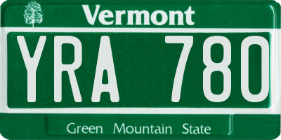 VT license plate YRA780