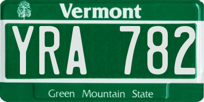 VT license plate YRA782