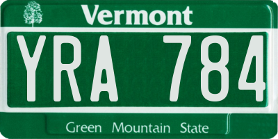 VT license plate YRA784