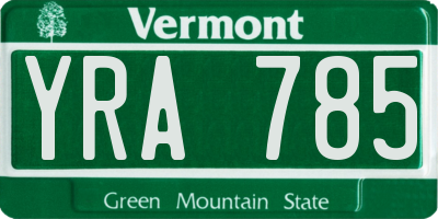 VT license plate YRA785