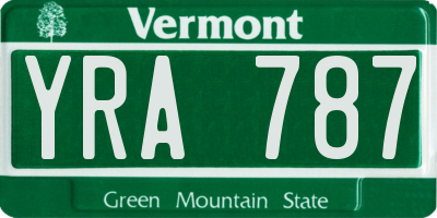 VT license plate YRA787