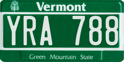 VT license plate YRA788