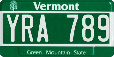 VT license plate YRA789