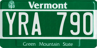 VT license plate YRA790