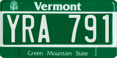 VT license plate YRA791
