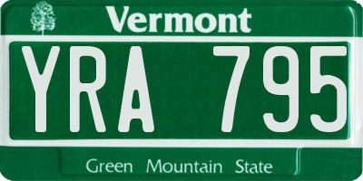 VT license plate YRA795