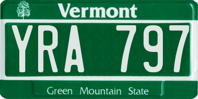 VT license plate YRA797