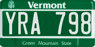 VT license plate YRA798