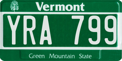 VT license plate YRA799
