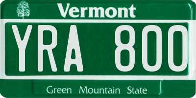 VT license plate YRA800