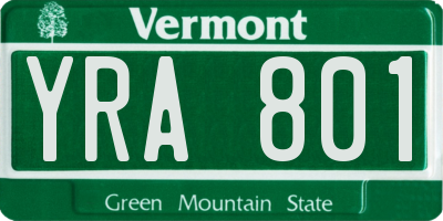 VT license plate YRA801