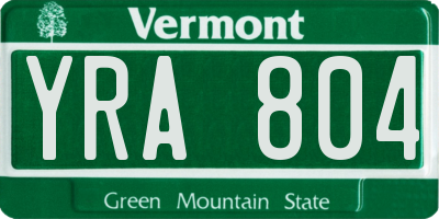VT license plate YRA804