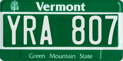 VT license plate YRA807