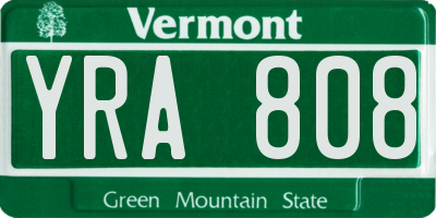 VT license plate YRA808