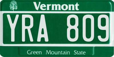 VT license plate YRA809