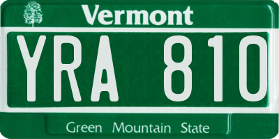 VT license plate YRA810