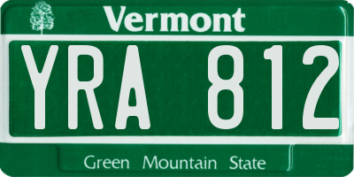 VT license plate YRA812