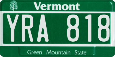 VT license plate YRA818
