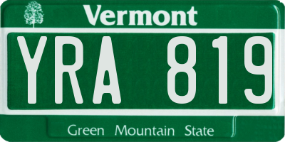 VT license plate YRA819