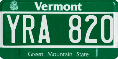 VT license plate YRA820