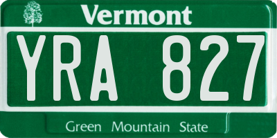 VT license plate YRA827