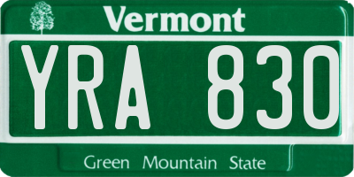 VT license plate YRA830