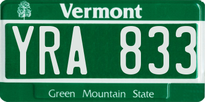 VT license plate YRA833