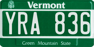 VT license plate YRA836