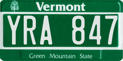 VT license plate YRA847