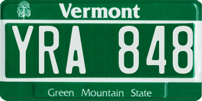 VT license plate YRA848