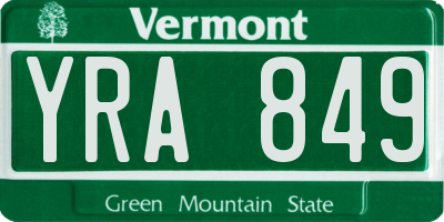 VT license plate YRA849