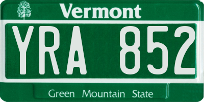VT license plate YRA852