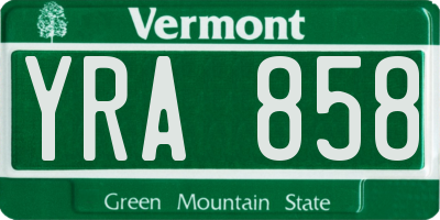 VT license plate YRA858