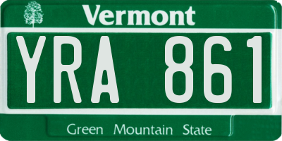VT license plate YRA861