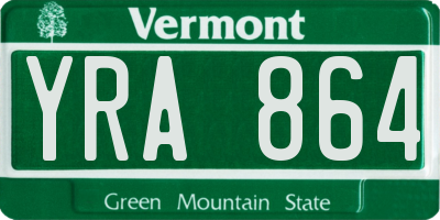VT license plate YRA864