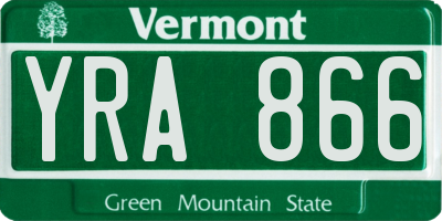 VT license plate YRA866
