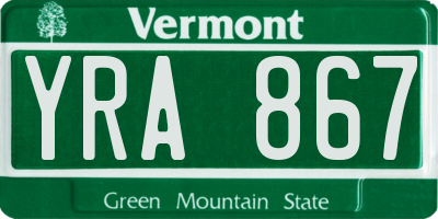 VT license plate YRA867