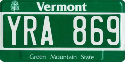 VT license plate YRA869