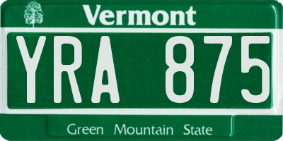VT license plate YRA875