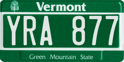 VT license plate YRA877