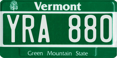 VT license plate YRA880