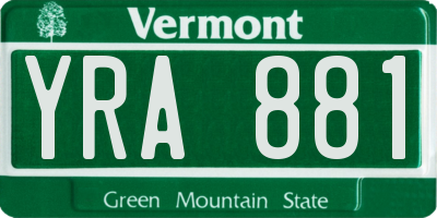 VT license plate YRA881