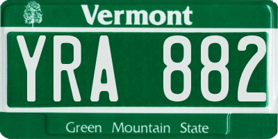 VT license plate YRA882