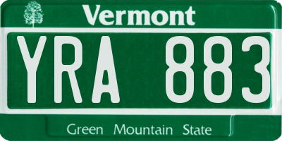 VT license plate YRA883