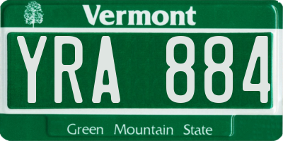VT license plate YRA884