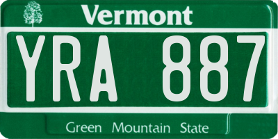 VT license plate YRA887