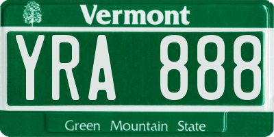 VT license plate YRA888