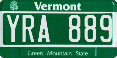 VT license plate YRA889