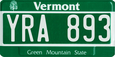 VT license plate YRA893