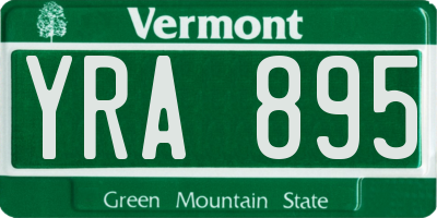 VT license plate YRA895
